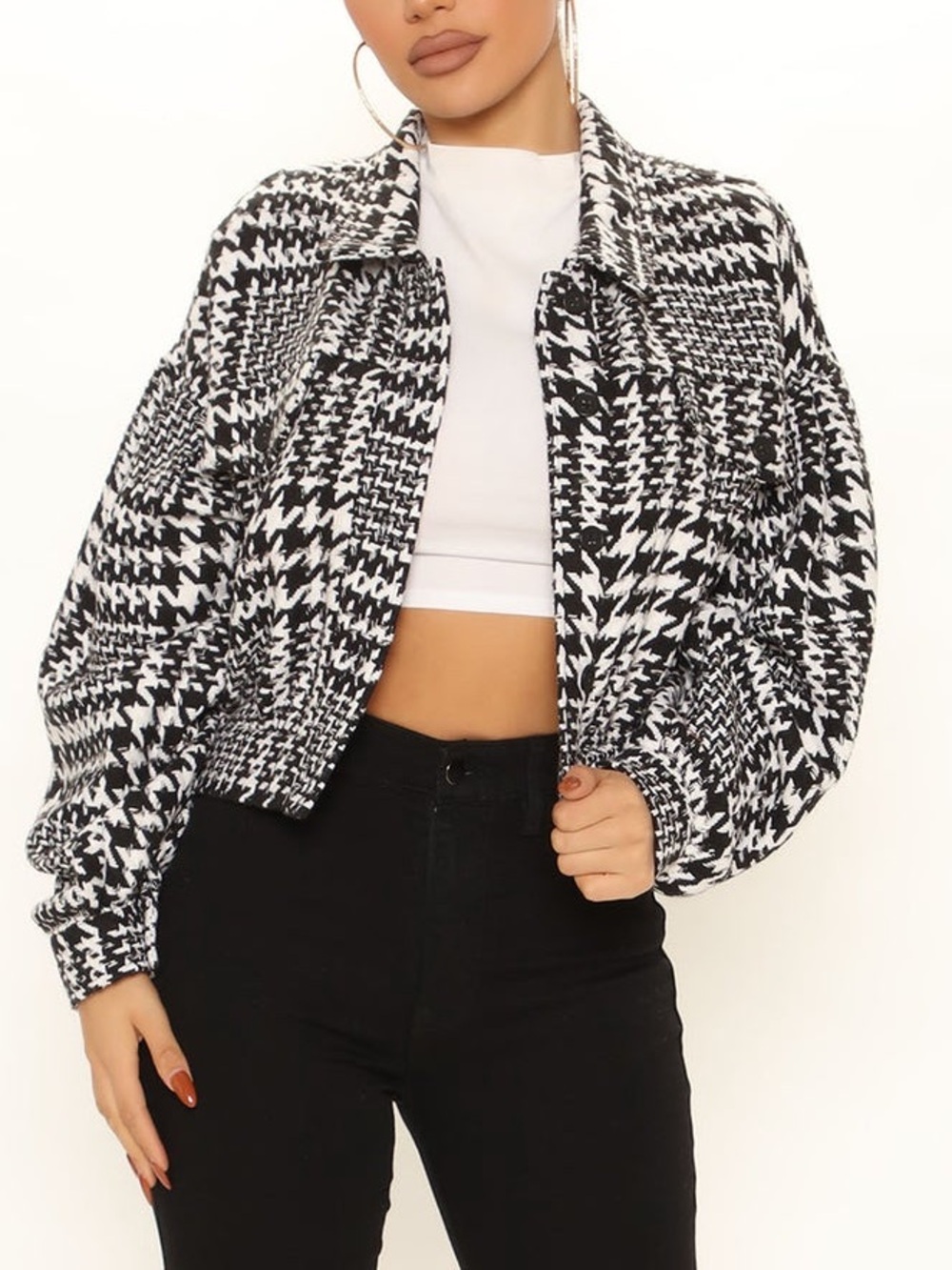 Houndstooth Cropped Jacket